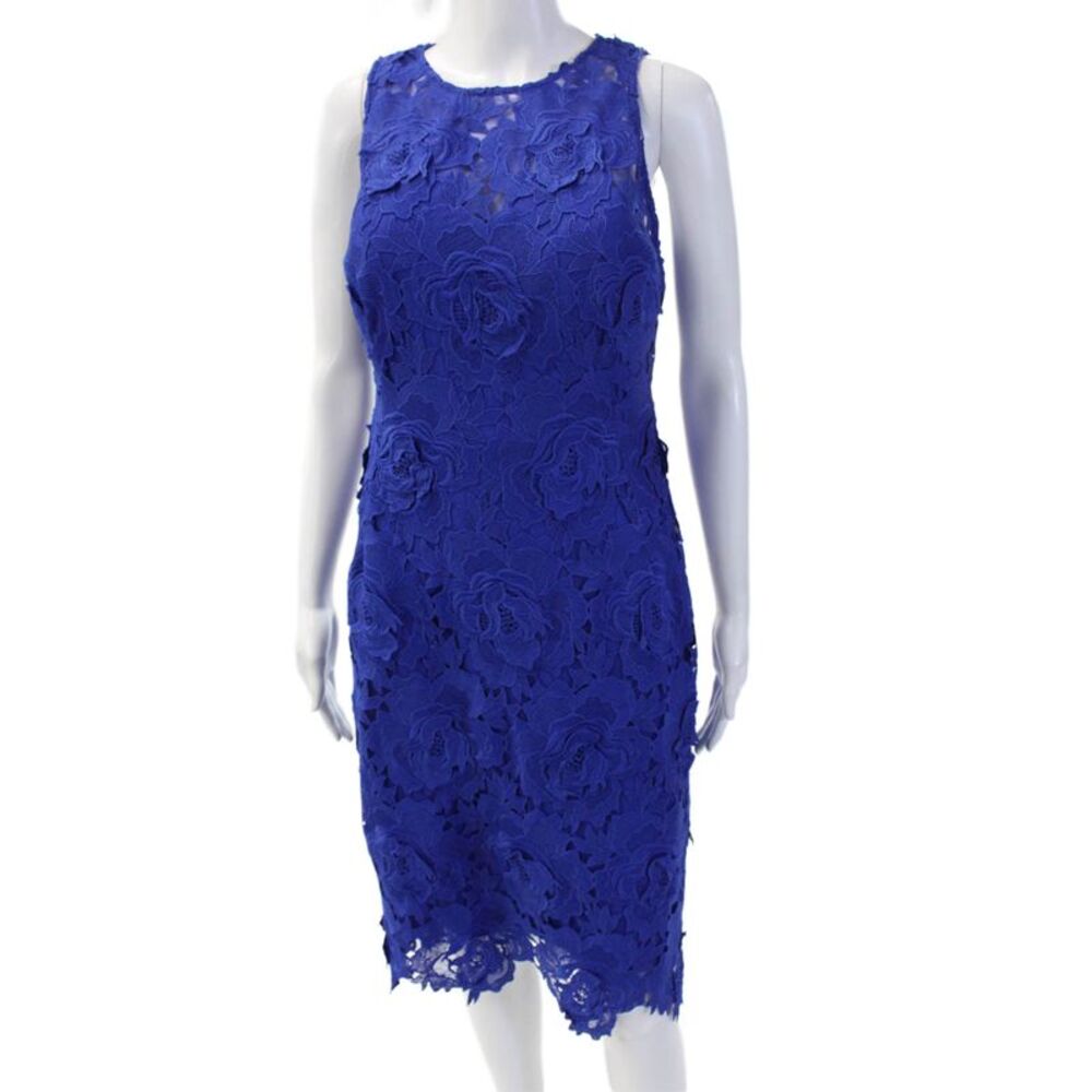 Laundry by Shelli Segal Women Sheath Dress Blue Floral Sleeveless Size 6